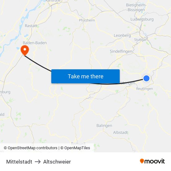 Mittelstadt to Altschweier map