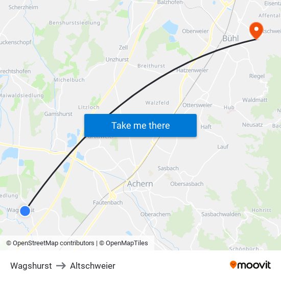 Wagshurst to Altschweier map