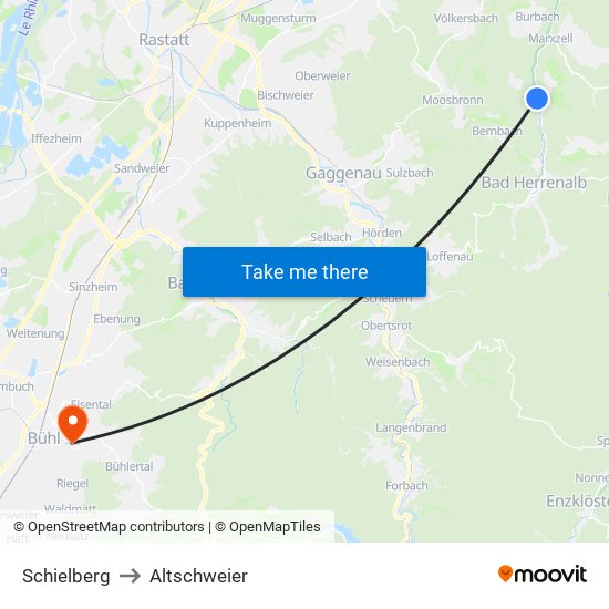 Schielberg to Altschweier map