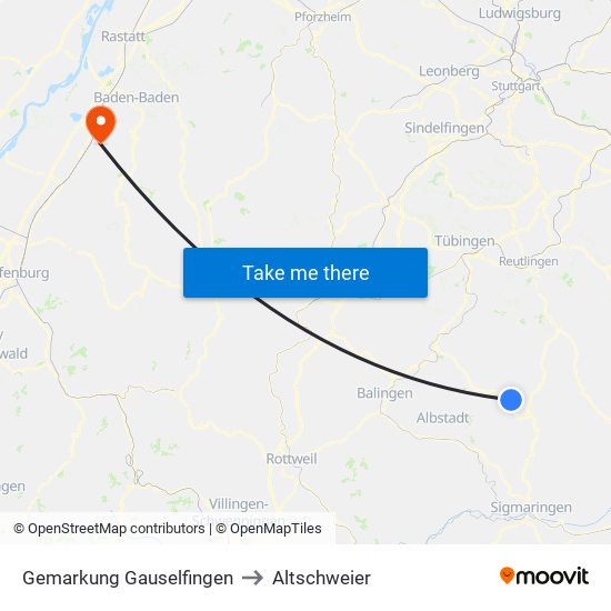 Gemarkung Gauselfingen to Altschweier map