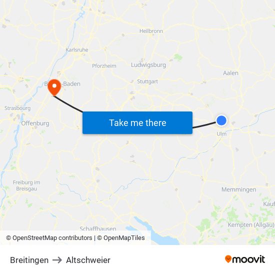 Breitingen to Altschweier map