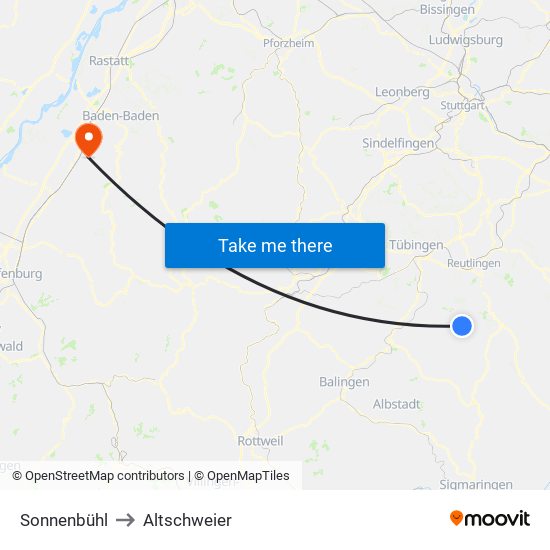 Sonnenbühl to Altschweier map