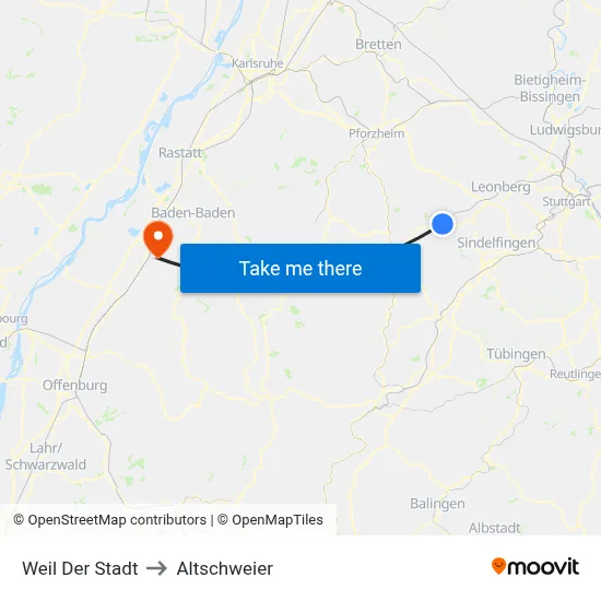 Weil Der Stadt to Altschweier map