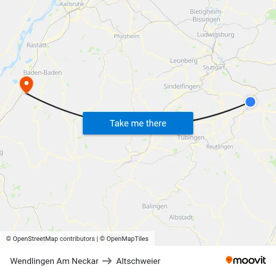 Wendlingen Am Neckar to Altschweier map