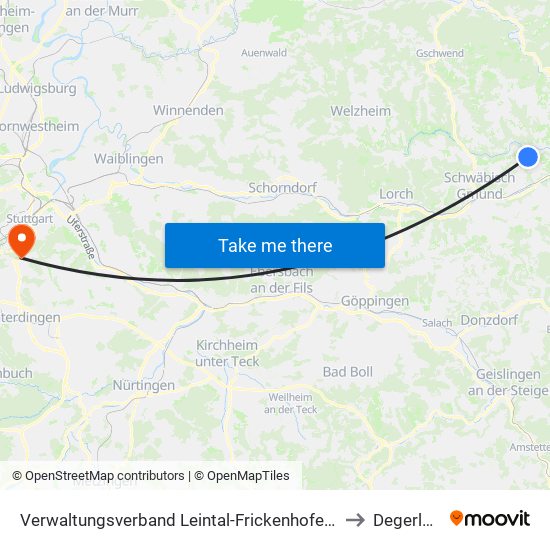 Verwaltungsverband Leintal-Frickenhofer Höhe to Degerloch map
