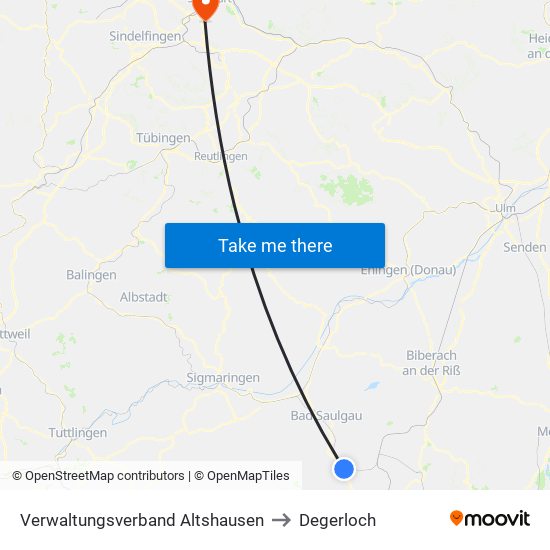 Verwaltungsverband Altshausen to Degerloch map