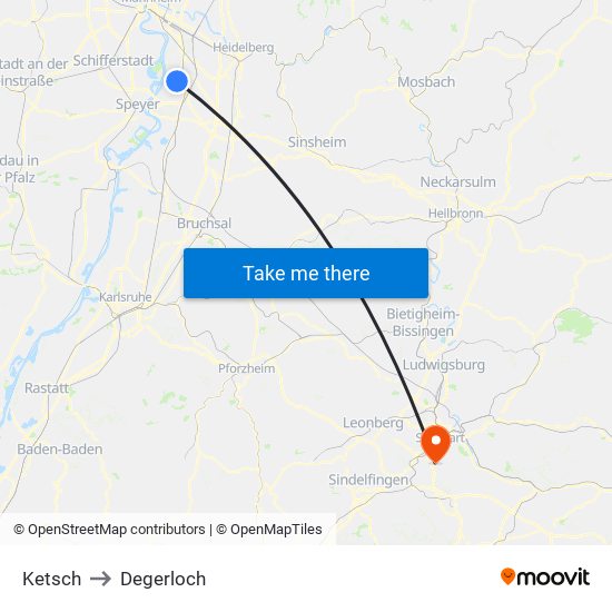 Ketsch to Degerloch map