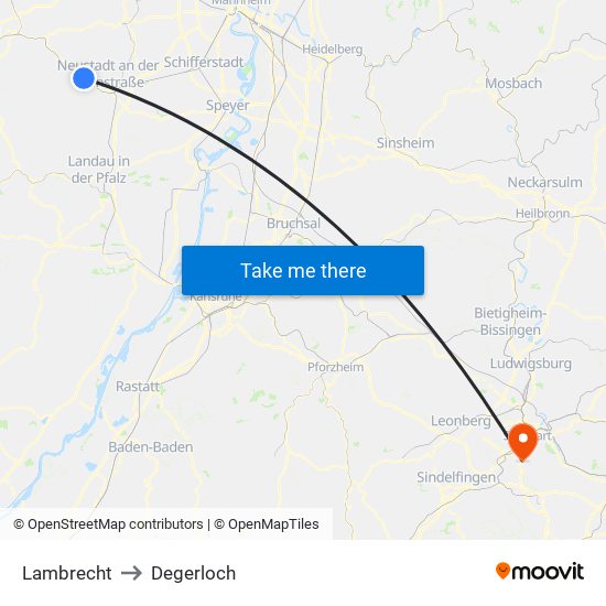 Lambrecht to Degerloch map