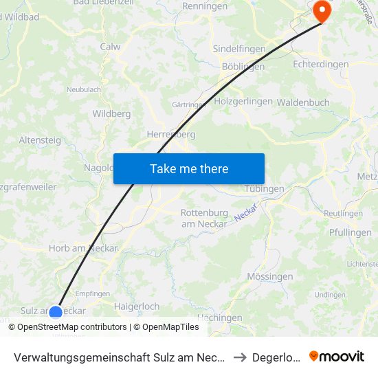 Verwaltungsgemeinschaft Sulz am Neckar to Degerloch map
