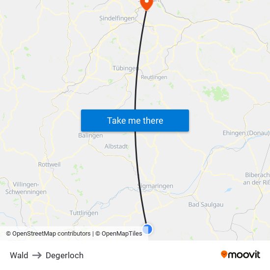 Wald to Degerloch map