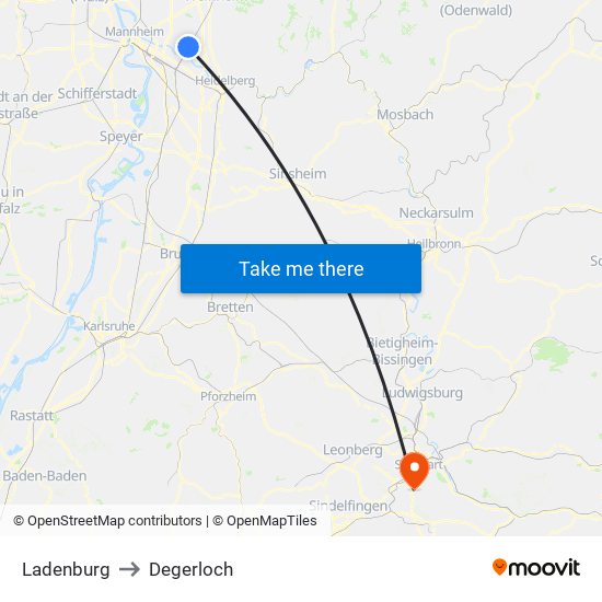 Ladenburg to Degerloch map