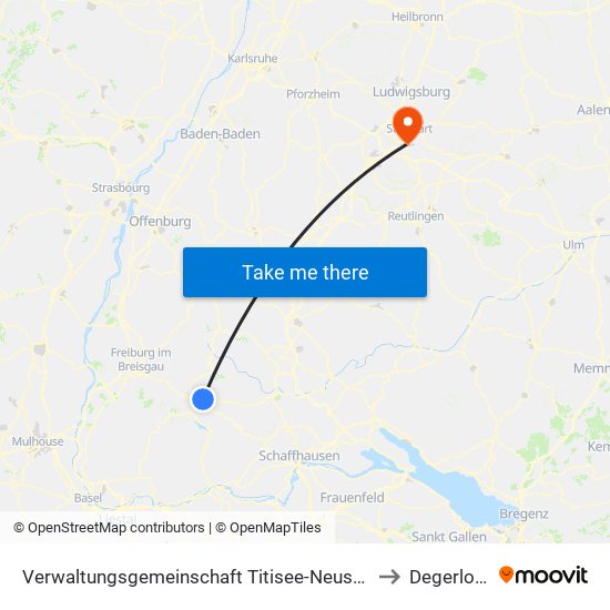 Verwaltungsgemeinschaft Titisee-Neustadt to Degerloch map