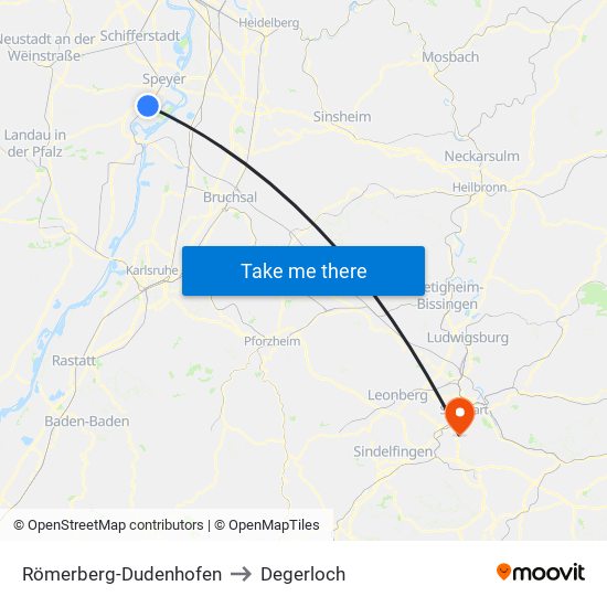 Römerberg-Dudenhofen to Degerloch map