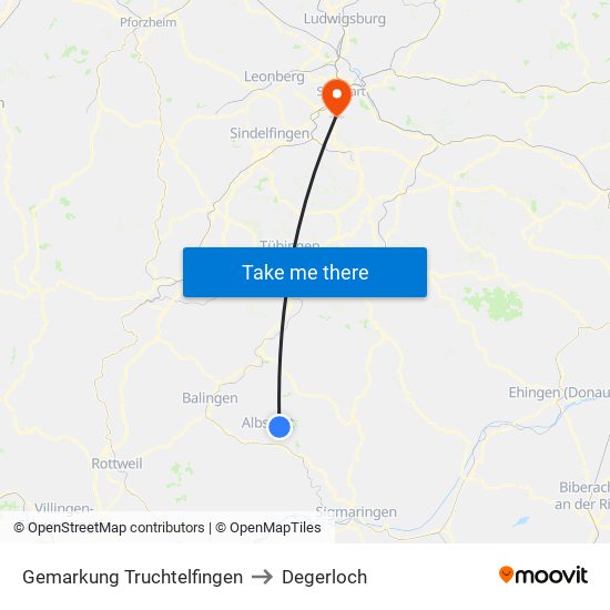 Gemarkung Truchtelfingen to Degerloch map