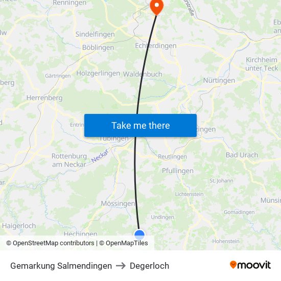 Gemarkung Salmendingen to Degerloch map