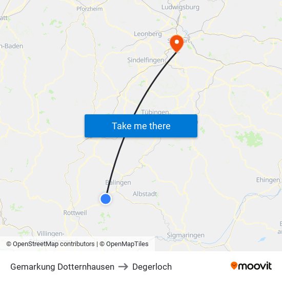 Gemarkung Dotternhausen to Degerloch map