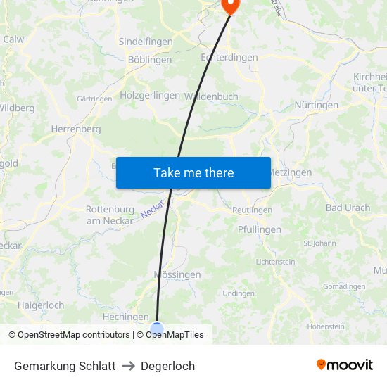 Gemarkung Schlatt to Degerloch map