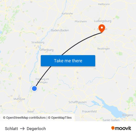 Schlatt to Degerloch map