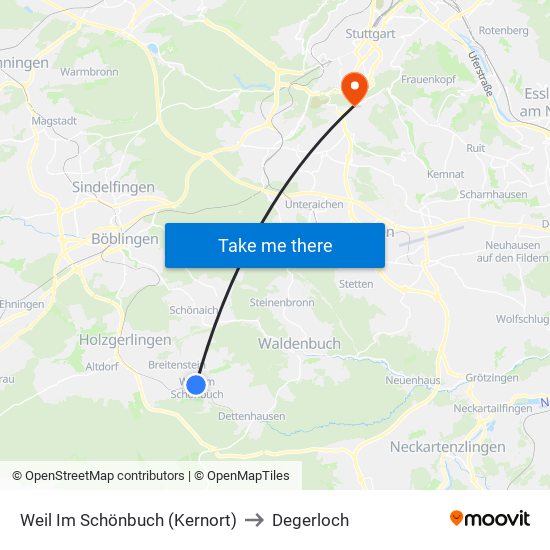 Weil Im Schönbuch (Kernort) to Degerloch map