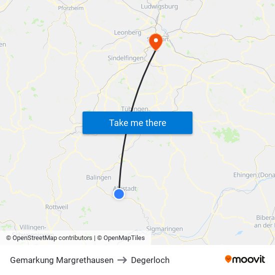 Gemarkung Margrethausen to Degerloch map