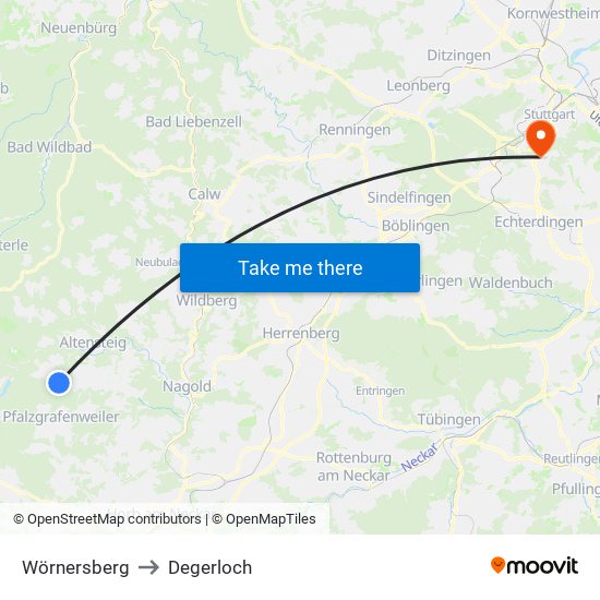 Wörnersberg to Degerloch map