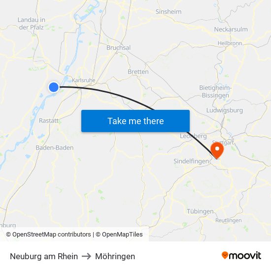Neuburg am Rhein to Möhringen map