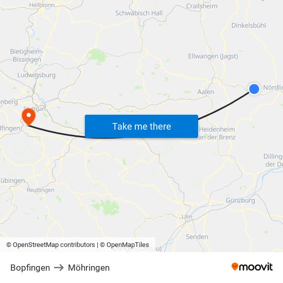 Bopfingen to Möhringen map