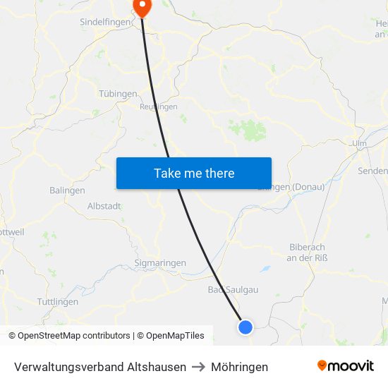 Verwaltungsverband Altshausen to Möhringen map