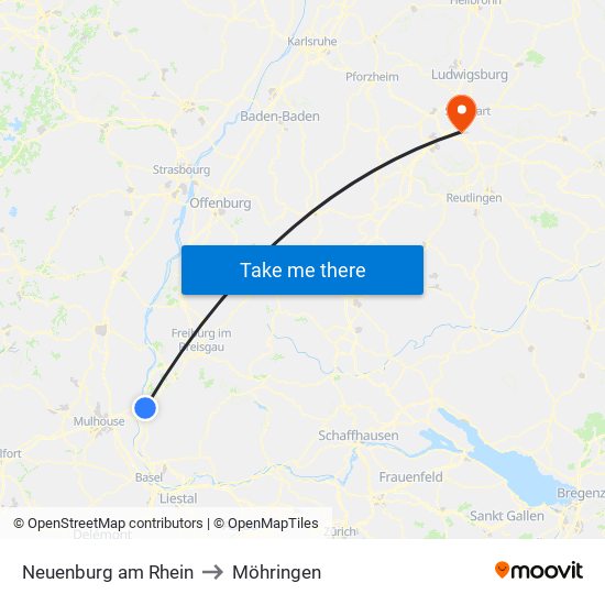 Neuenburg am Rhein to Möhringen map