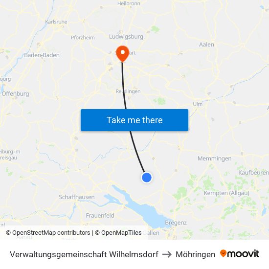 Verwaltungsgemeinschaft Wilhelmsdorf to Möhringen map