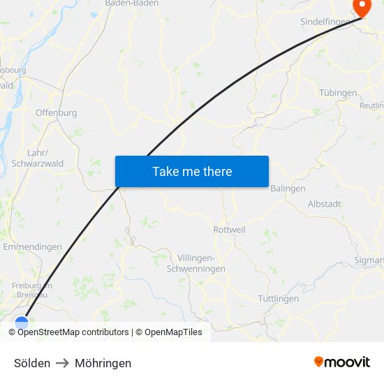 Sölden to Möhringen map