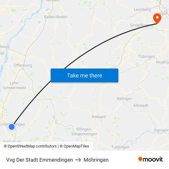 Vvg Der Stadt Emmendingen to Möhringen map