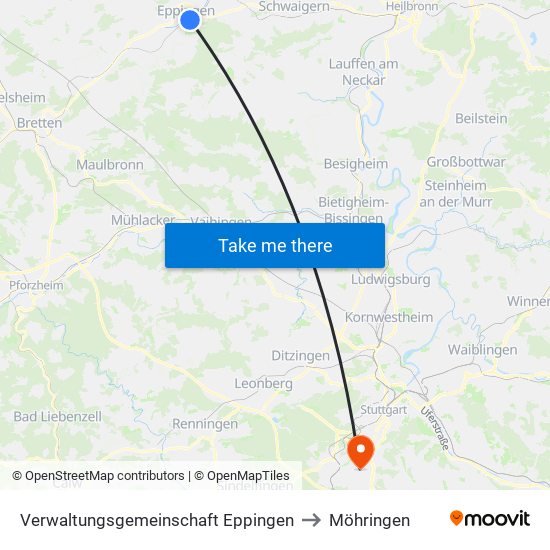 Verwaltungsgemeinschaft Eppingen to Möhringen map
