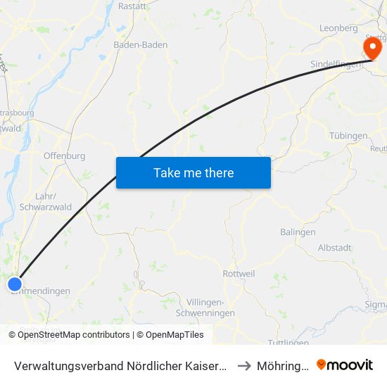 Verwaltungsverband Nördlicher Kaiserstuhl to Möhringen map