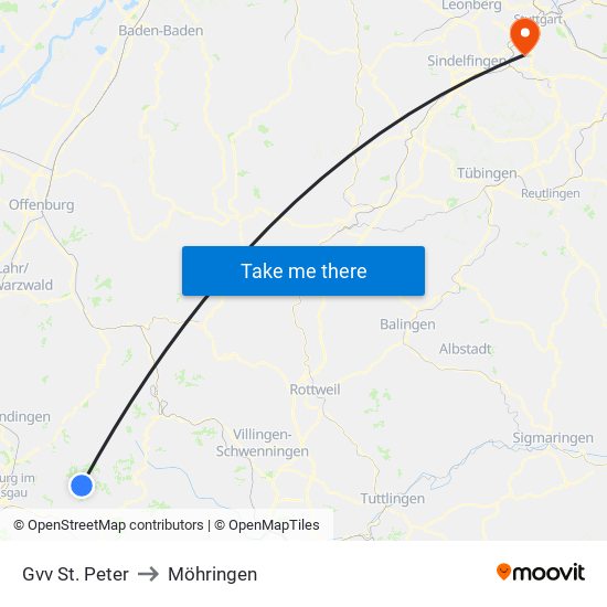 Gvv St. Peter to Möhringen map