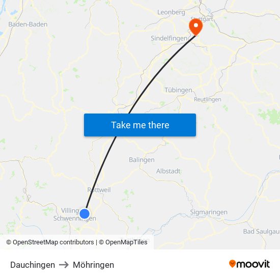 Dauchingen to Möhringen map