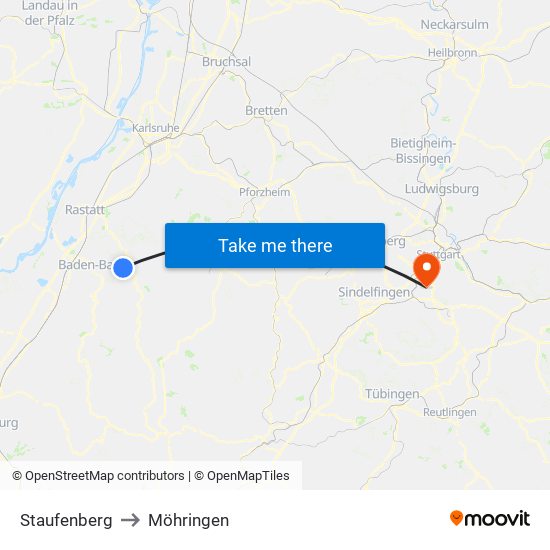 Staufenberg to Möhringen map