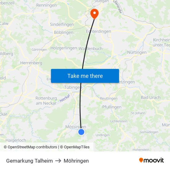 Gemarkung Talheim to Möhringen map