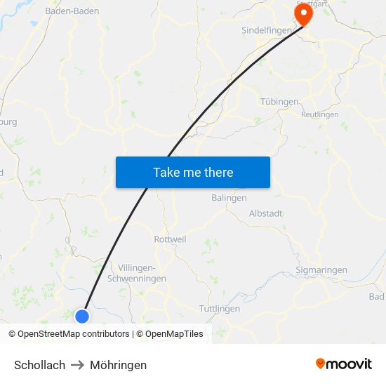 Schollach to Möhringen map