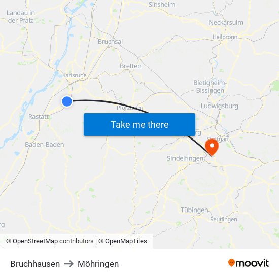 Bruchhausen to Möhringen map