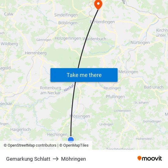 Gemarkung Schlatt to Möhringen map