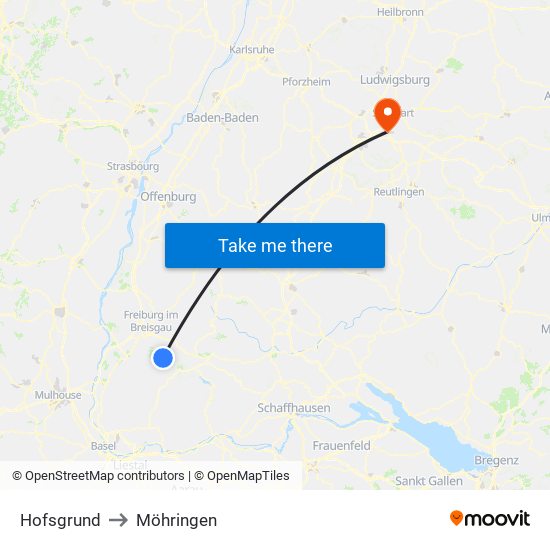 Hofsgrund to Möhringen map