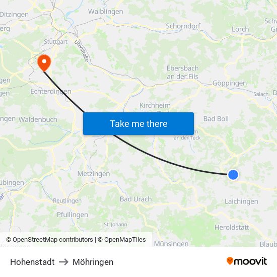 Hohenstadt to Möhringen map