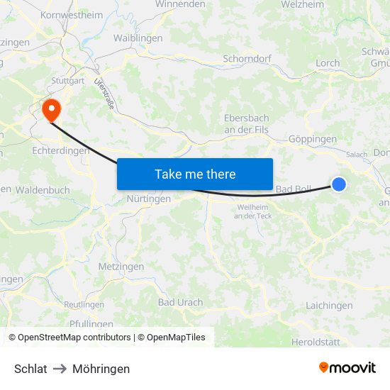 Schlat to Möhringen map
