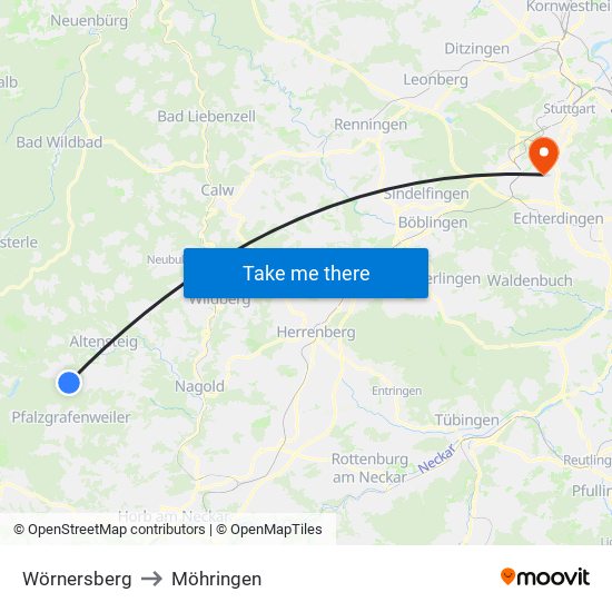 Wörnersberg to Möhringen map
