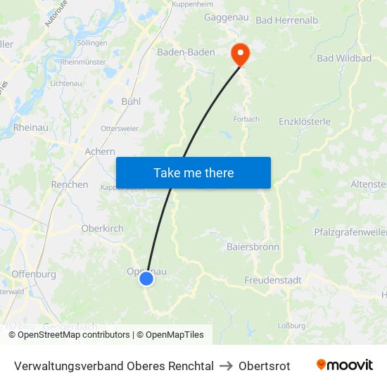 Verwaltungsverband Oberes Renchtal to Obertsrot map