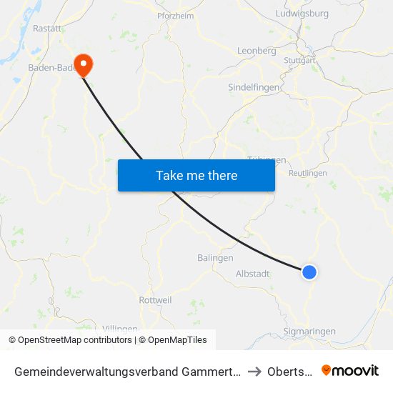 Gemeindeverwaltungsverband Gammertingen to Obertsrot map