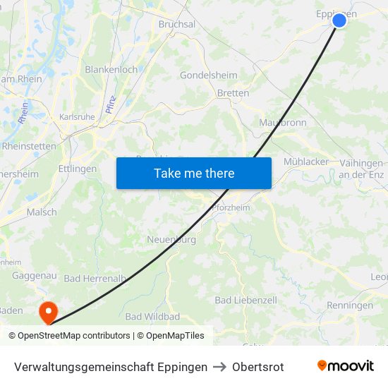 Verwaltungsgemeinschaft Eppingen to Obertsrot map