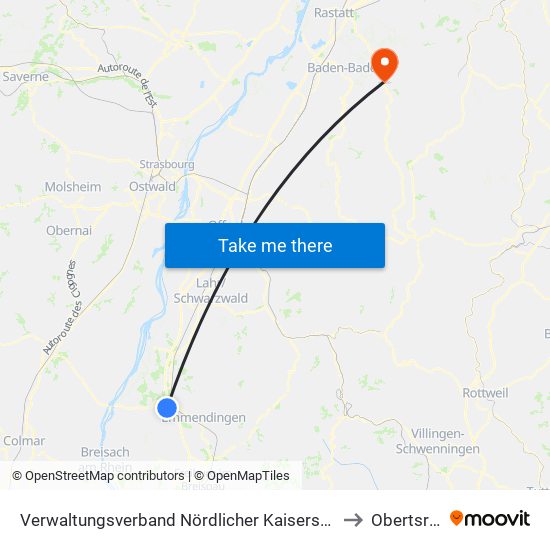 Verwaltungsverband Nördlicher Kaiserstuhl to Obertsrot map