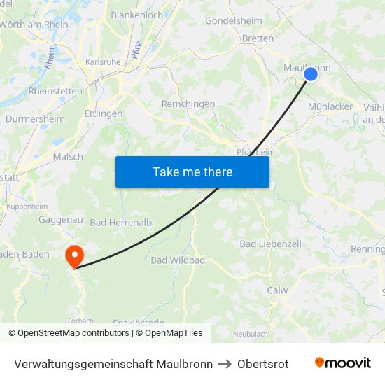 Verwaltungsgemeinschaft Maulbronn to Obertsrot map